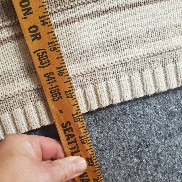 Women’s Small (6-8) Covington Knit Sweater Ivory Brown Stripe Turtle Neck Cotton - Picture 11 of 12